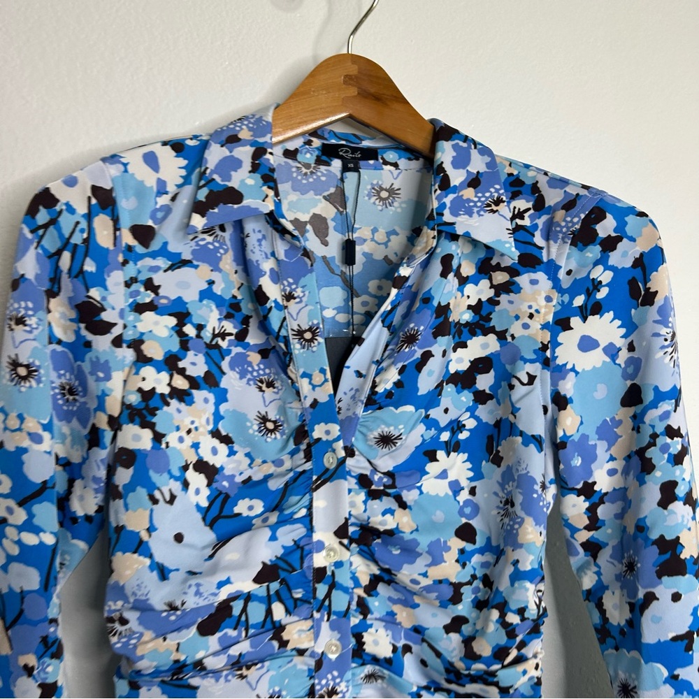 NWT Rails Lisa Ruched Long Sleeve Floral Button Down Blouse Zinnia XS - Picture 8 of 12